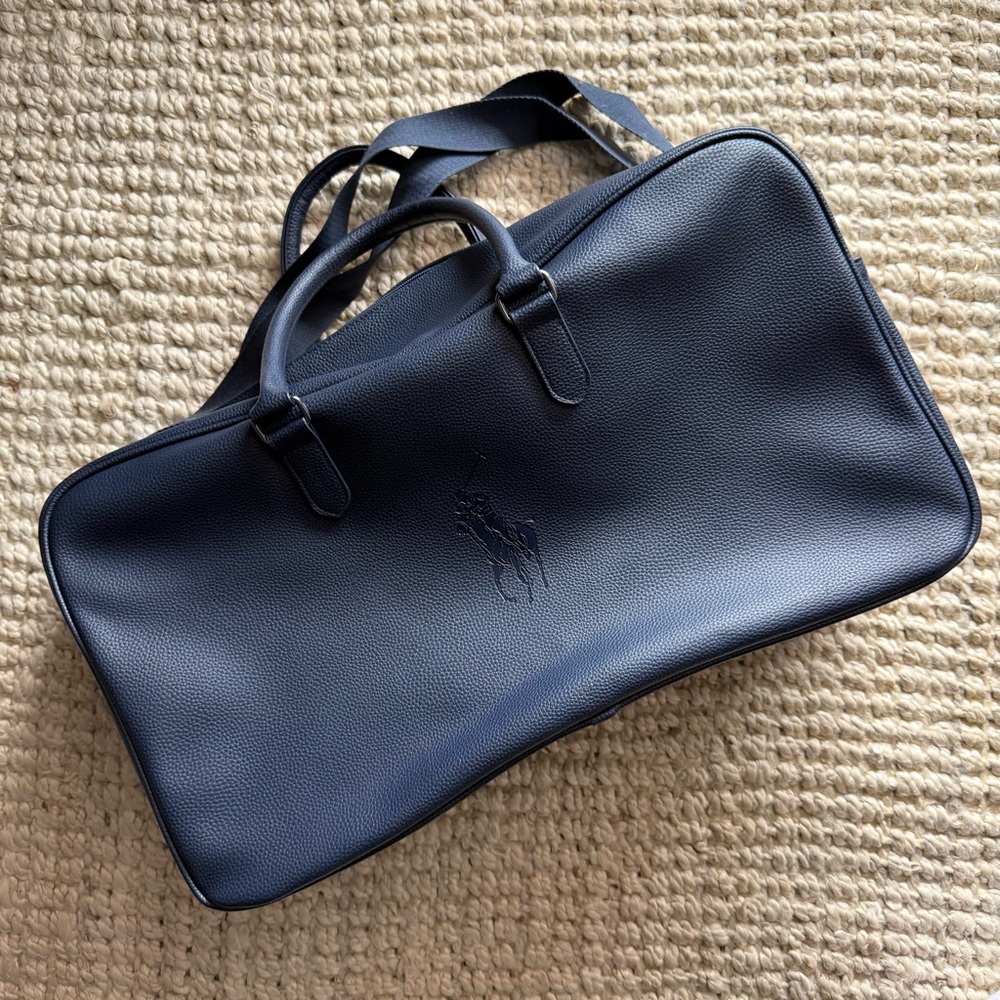 Navy Blue Leather Polo Ralph Lauren Bag